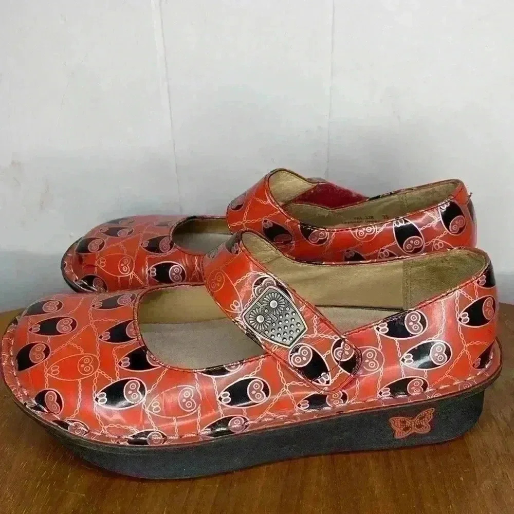 Alegria Paloma Coral Owl Print Patent Leather Women's Size Eur 35 US 5 - Picture 4 of 10